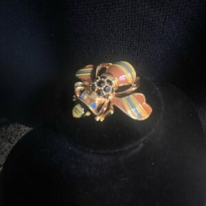 Joan Rivers Gold Bee Brooch with Multicolor Stripes